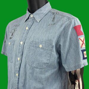 VTG Polo Ralph Lauren USRL Naval Station 1967 Chambray Work Shirt